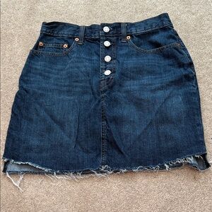 GAP Dark Blue Denim Distressed Mini Skirt